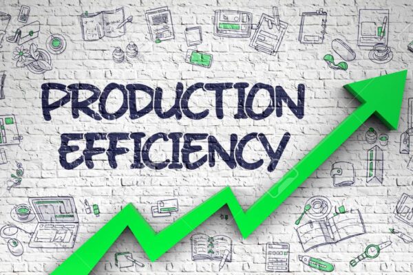 Production Efficiency Drawn on White Brickwall. 3D.